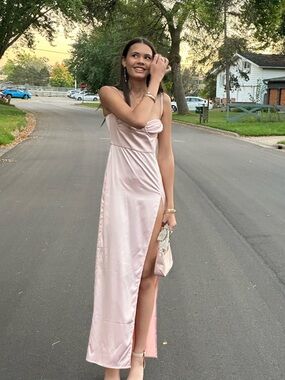 Elegant Blush Satin Slip Dress